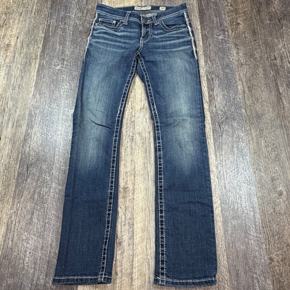 BKE Payton Jeans Women 26S (WAIST 28") Blue Slim Straight Leg Dark Wash